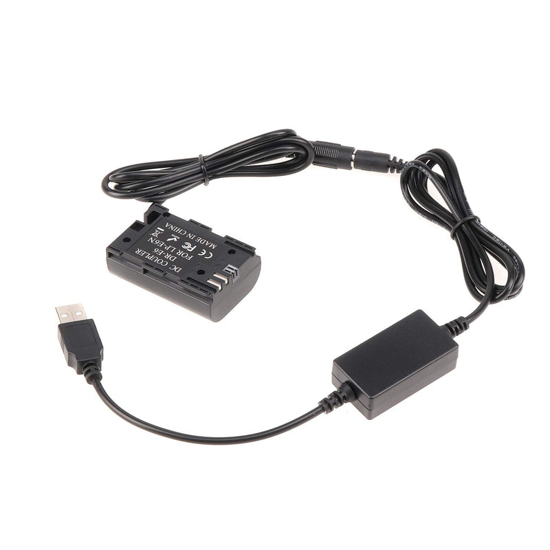 FocusFoto LP-E6 Full Decoded Dummy Battery DR-E6 DC Coupler + USB Power Supply Adapter Cable for Canon EOS 5D Mark IV III II 5DS R, R5, R6, 6D, 6D II, 7D, 7D II, 60D 60Da 70D 80D 90D Camera