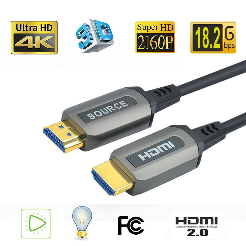 Jeirdus 50ft AOC HDMI Fiber Optic Cable Ultra HDR HDMI2.0b 18 Gbps,Support 4K60HZ ARC HDR10 HDCP2.2, Dolby Vision, Light Speed Slim and Flexible 50ft(15meters) Fiber HDMI cable