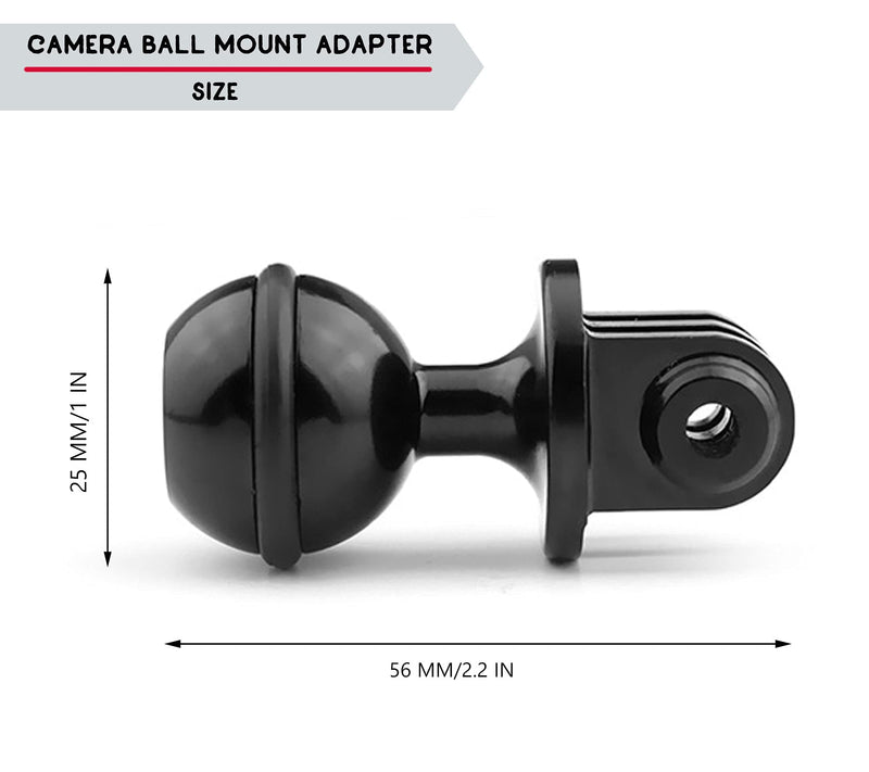 Ball Mount Adapter ,Gopro ram Style Mount for Gopro Full Range Series/Coyote/GitUp/AKASO/SJCAM Sports Camera, Compatible with RAM Style Mounts,Aluminum Alloy Ball Action Camera Bracket(Black) Red Ball Mount Adapter