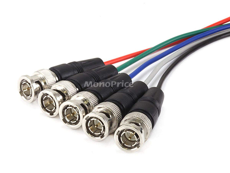 Monoprice VGA HD-15 to 5 BNC RGB Video Cable for HDTV Monitor cable - 6FT (Black) 6 Feet