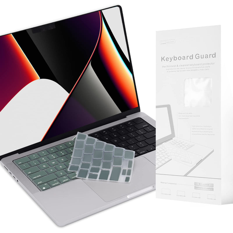EooCoo Premium Keyboard Cover Skin Ultra Thin for 2023 MacBook Air 15" M2 (A2941), 2022 MacBook Air 13.6" M2 (A2681), 2023-2021 MacBook Pro 14" 16" M2 M1 (A2779 A2442 A2780 A2485), Midnight Green for Air 15"/ Air 13.6" / Pro14" / Pro16"