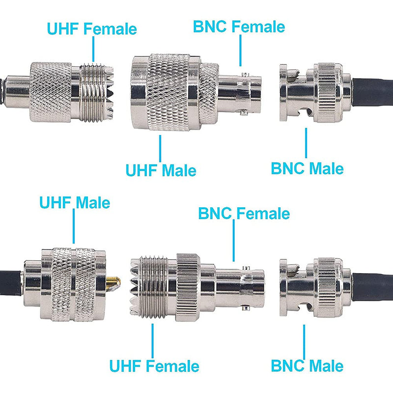 BNC to UHF 4 Type RF Connector Kit Coaxial BNC Male Female to UHF Male Female RF BNC UHF Radios Adapter Kit for Antennas Wireless LAN Devices Coaxial Cable Wi-Fi Radios External Antenna… Black