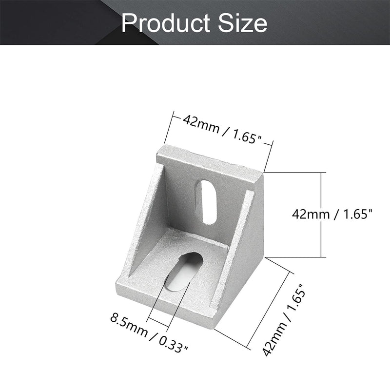 MroMax 4PCS Inner Angle Bracket Gusset Aluminum Alloy Inner Joint Bracket Suitable for 4545 Series Aluminum Extrusion Profile Silver