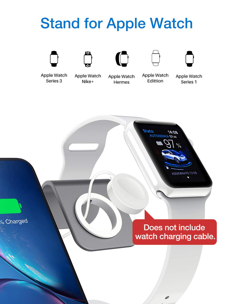 [AUSTRALIA] - Bestand 3 in 1 Stand Holder for iPhone Mobile Phone iWatch and Charging Stand for Airpods Only, Grey (Patented, Airpods Charging Case NOT Contained H06-Grey 
