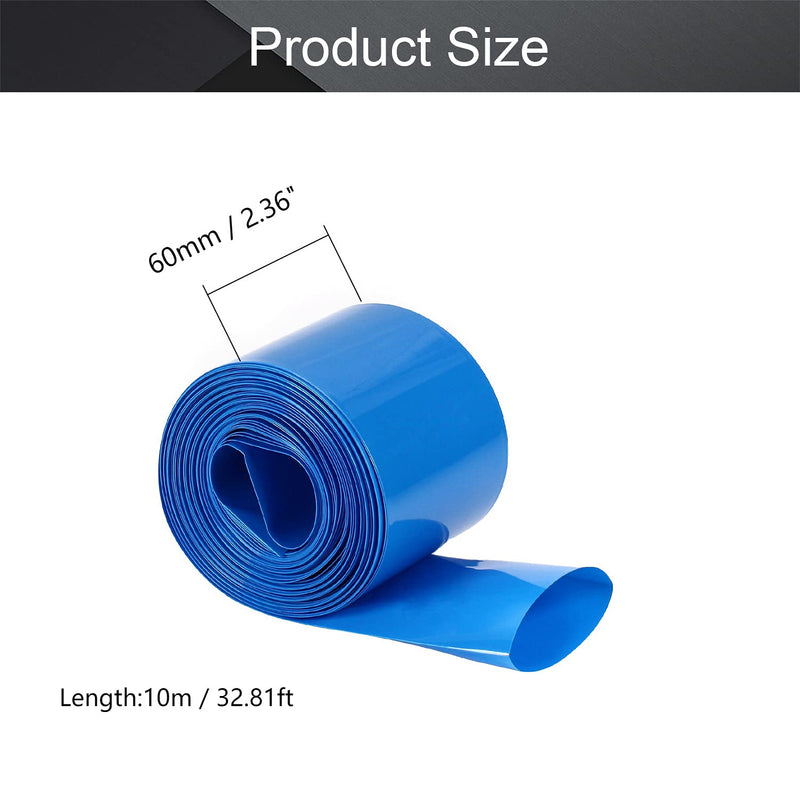 Othmro 1Pcs 32.8Ft Battery Heat Shrink Tubing Kit, 2.36inch Flattening Width Insulation PVC Heat Shrink Tube, Shrink Wrap Tubing Industrial Tubing for 18650 Battery Pack Power Blue Flattening width:60mm ,length:10m 1