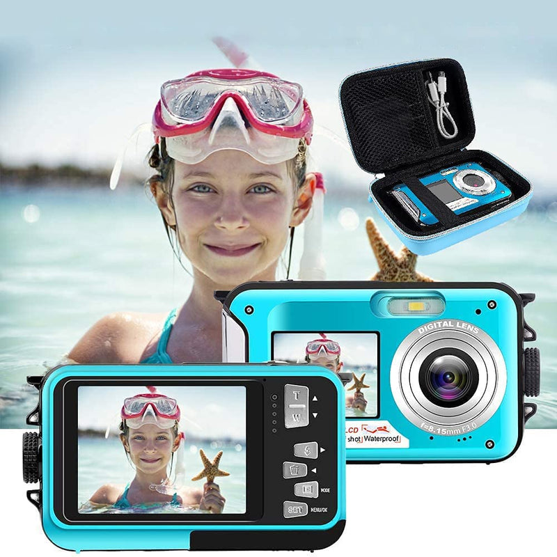 Leayjeen Digital Camera Case Compatible with Underwater Camera FHD 2.7K 48 MP Waterproof Camera Underwater Digital Video Camera (Case Only) (Blue) Blue