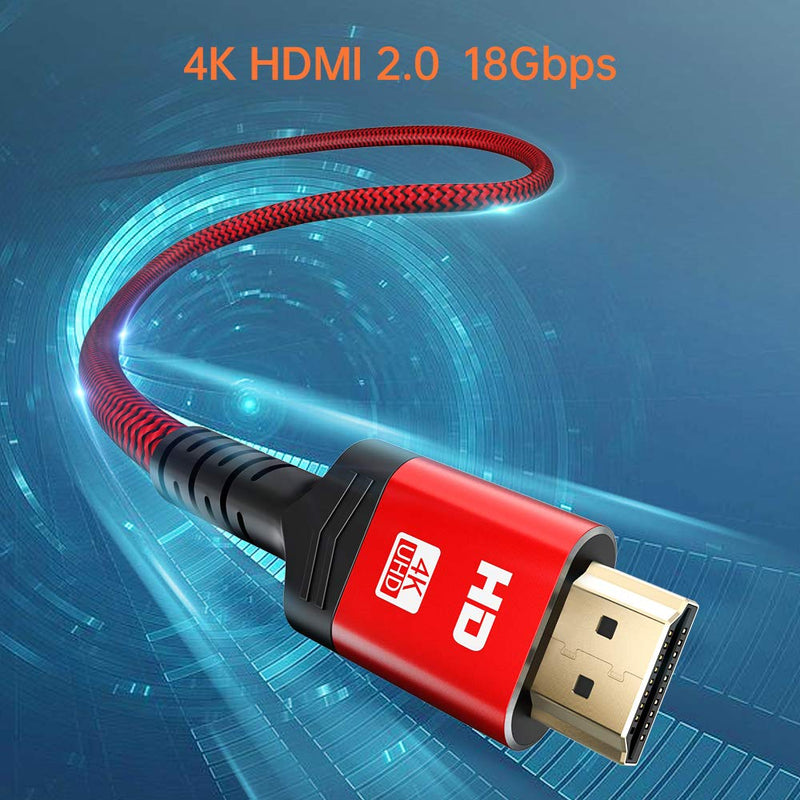 4K HDMI Cable, Goalfish [2Pack, 4ft/1.2m] 18Gbps High Speed HDMI 2.0 Cable - 3D, 2160P, 1080P, Ethernet 28AWG Braided HDMI Cord Audio Return(ARC) for UHD TV, Blu-ray, PS5, PS4, PC, Monitor (Grey+Red) 4 Feet