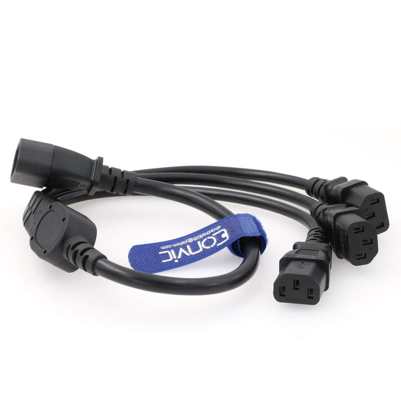 Eonvic IEC 320 C14 Male to 3 x C13 Female Y Splitter Power Cable 2ft 60cm/2ft