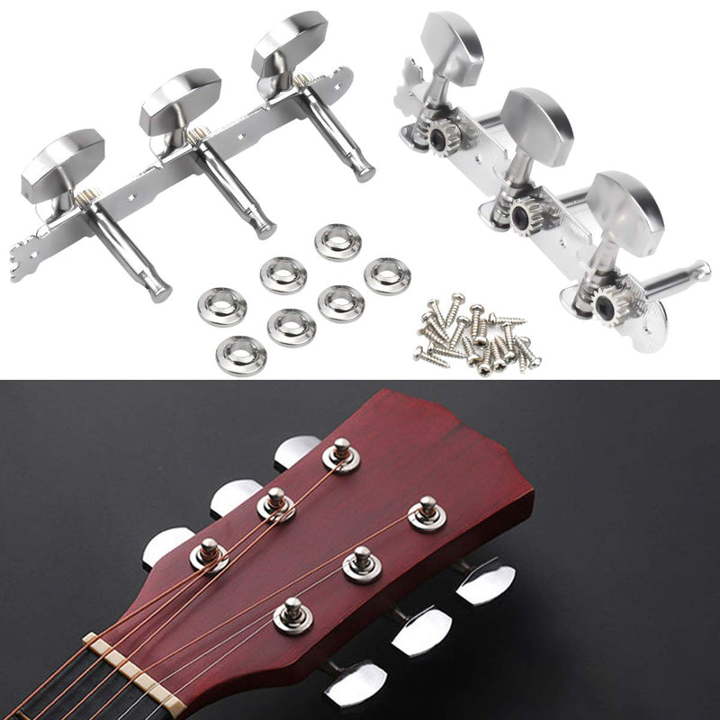 NATUCE 1 Pair Guitar Machine Heads,Left & Right Guitar String Tuning Pegs Machine Heads,Metal Machine Heads Tuner for Electric or Acoustic Guitar (Silver)