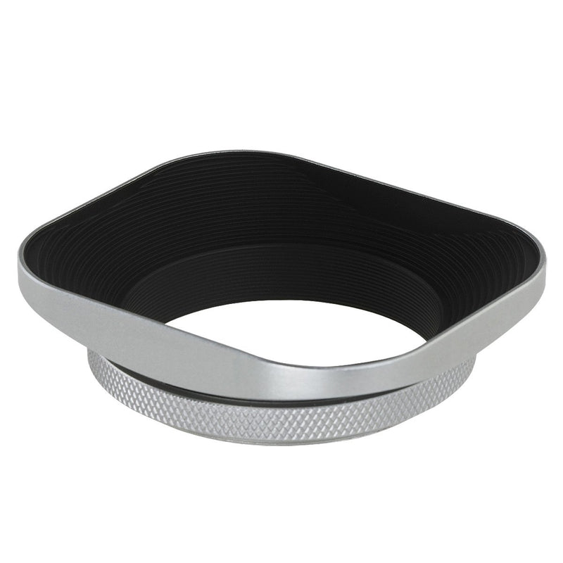 Haoge 49mm Universal Square Metal Screw-in Mount Lens Hood Shade for 49mm Canon Nikon Sony Leica Leitz Voigtlander Nikkor Panasonic Pentax Contax Olympus Lens and Other 49mm Filter Thread Lens Silver