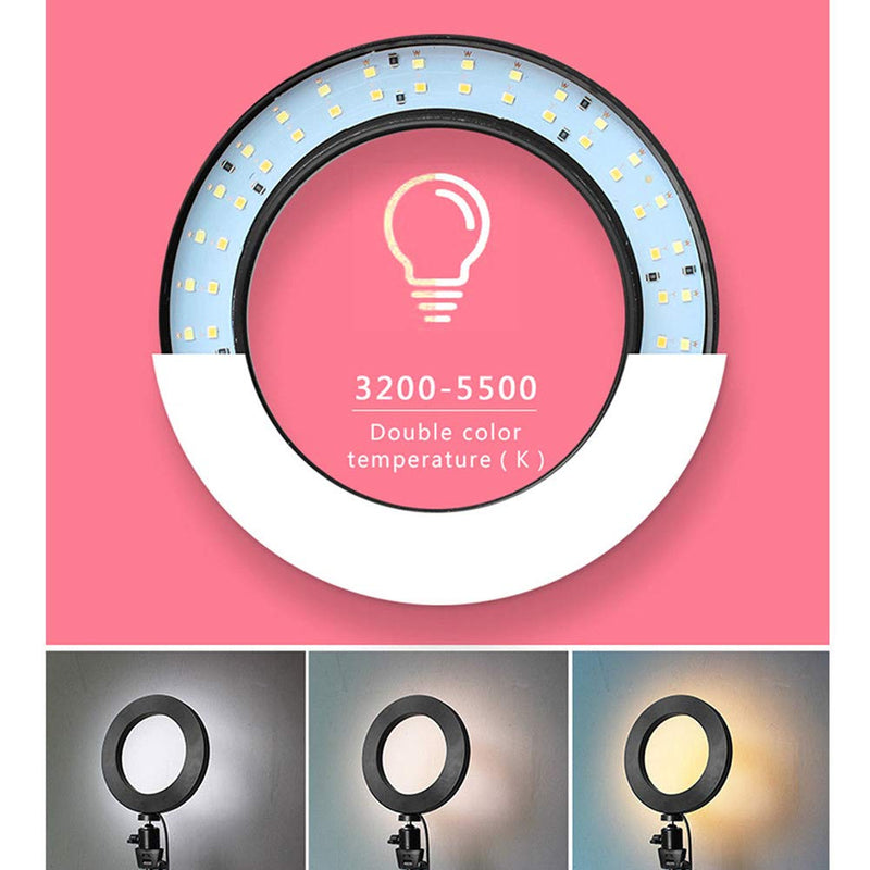Feian Ring Light,Dimmable Lighting Led with Controller Video Photography Ring Shape Fill Light Studio Low Heat USB Cable for Makeup Selfie 6 Inches