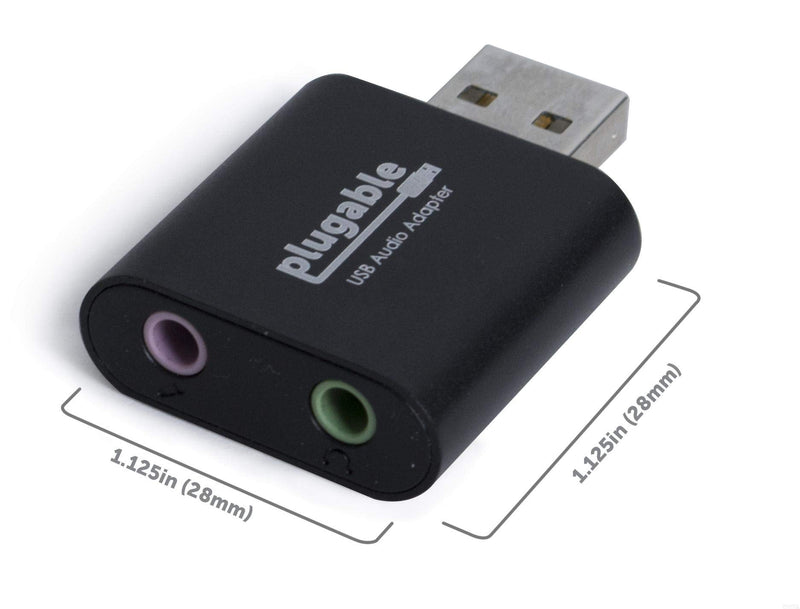 Plugable USB Audio Adapter with 3.5mm Speaker-Headphone and Microphone Jack, Add an External Stereo Sound Card to Any PC, Compatible with Windows, Mac, and Linux