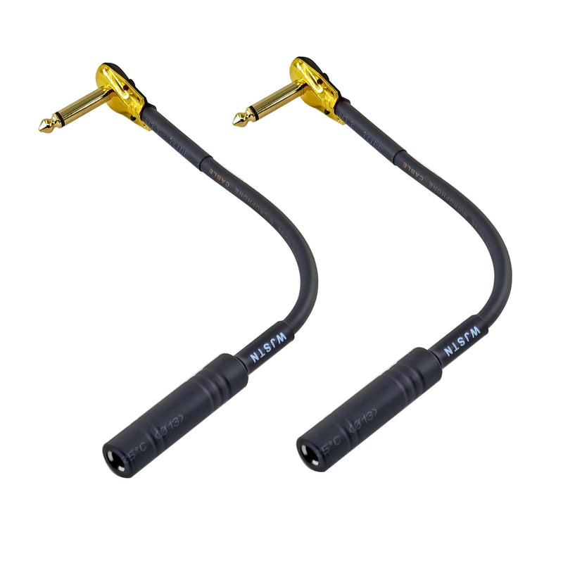 WJSTN Right Angle 6.35 mm Male to 6.35 Female Adapter Gold Plated ¼ inch ts to ts Pancake Type Connectors Cable for Speaker Patch Guitar (TS Male to TS Female) TS Male to TS Female