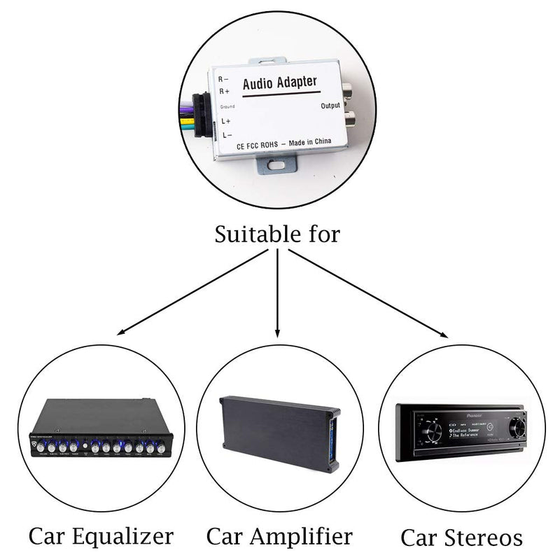 Car Stereo Audio Speak Signal Hi-Low Converter for Auto Amp Subwoofer Amplifier CD Player High to Low Adapter