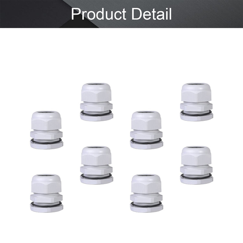 Fielect 8Pcs Plastic PG29 Cable Gland Waterproof Cable Glands Joints Adjustable Connector White for 18-25mm Dia Cable