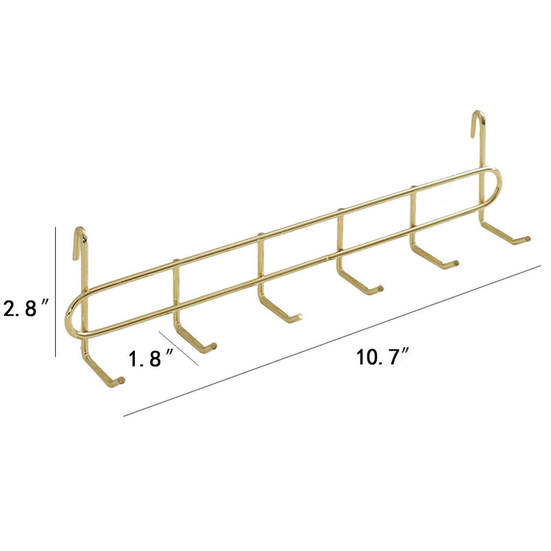 FRIADE Gold Grid Hooks Rack for Wall Grid Panel,Hanging Hooks for Wall Grid Storage and Display，Size 10.7”x 2.8”x1.8 ”，2 Pack
