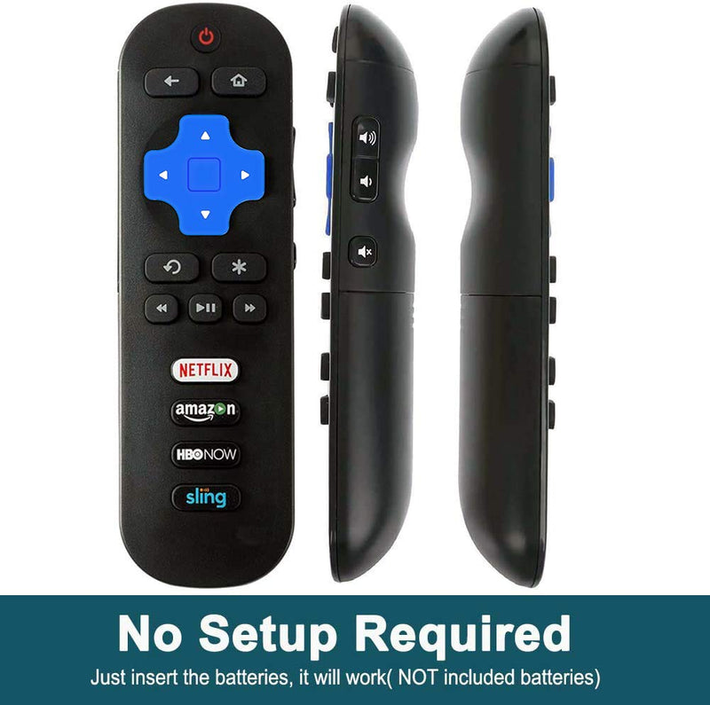 Replacement Remote Control Compatible with Hitachi Roku TV 55R7 43R80 49R80 50R8 55R80 65R80 65R8 60R70 X490077 with Remote Holder (Black)