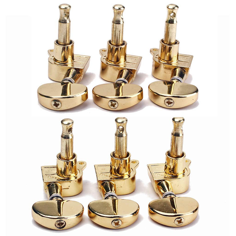 Alnicov Guitar String Tuning Pegs 3L3R Machine Heads Knobs Tuners Machine Head Set For Electric Or Acoustic Guitar, Gold