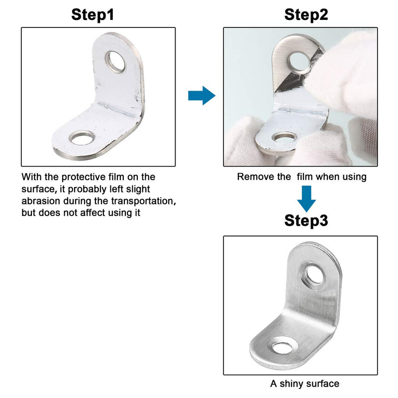 [AUSTRALIA] - uxcell Stainless Steel Shelves Corner Brace 25mmx25mmx16mm, Joint L Shape Right Angle Corner Fastener Joints Support Bracket, Pack of 30 