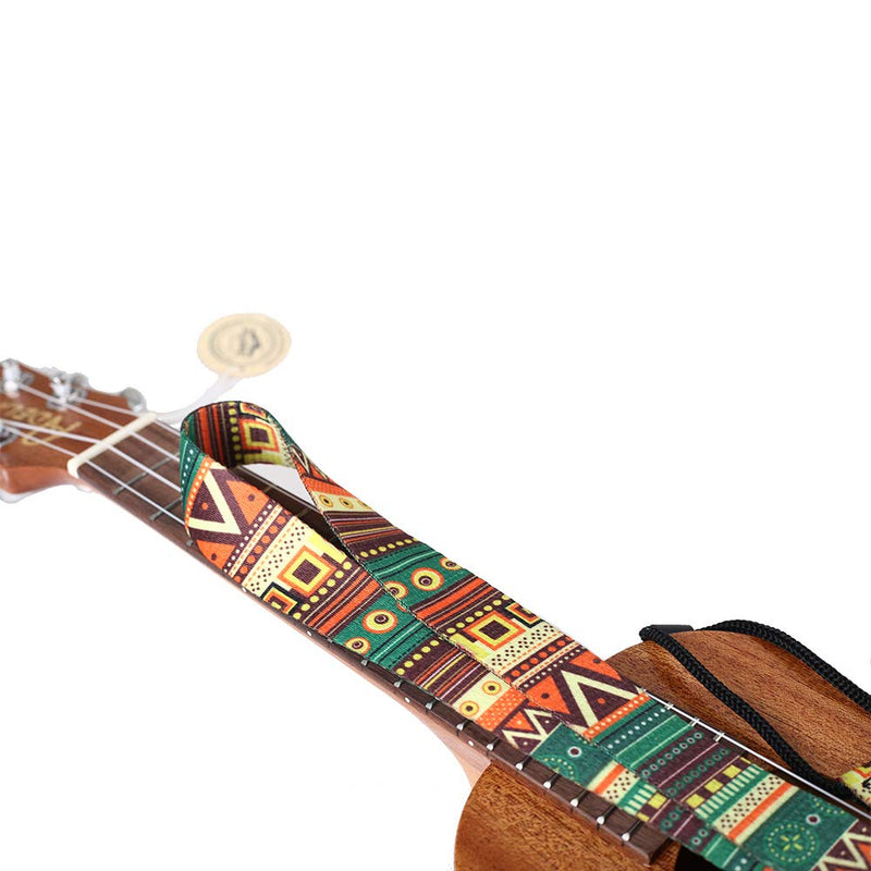 YOLOPARK Retro Ethnic Style Printed Adjustable Ukulele Strap with Hook, Thermal Transfer Ribbon Neck Strap Suitable for 17" 21" 23" 26" Ukulele