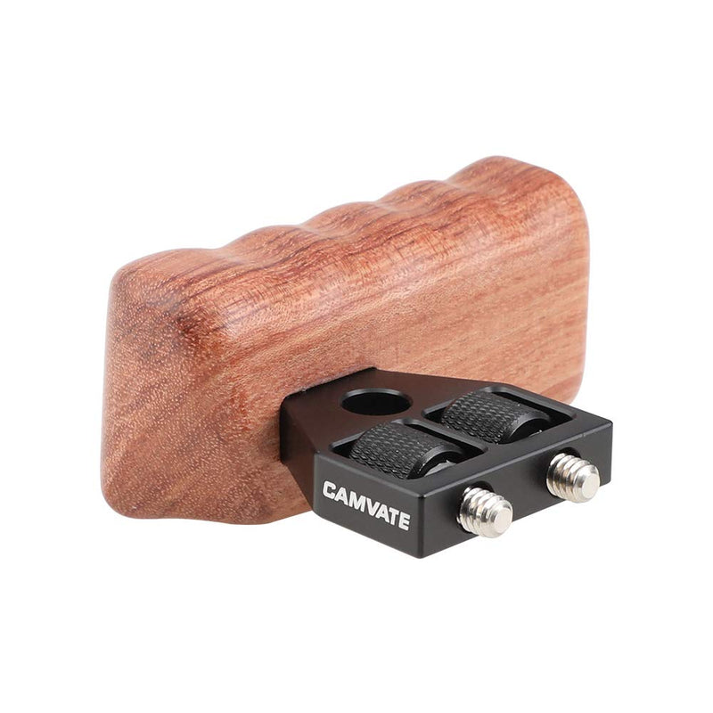 CAMVATE DSLR Wood Wooden Handle Grip Mount Support for DV Video Cage Rig (Left Hand) Red-1