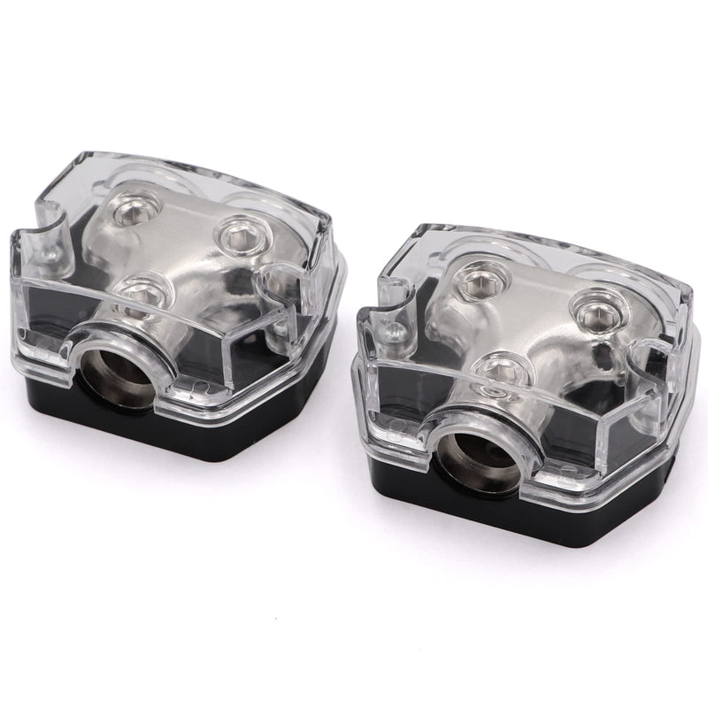 2PCS TuoLauthon 2 Way Power Distribution Block 1x0GA in / 2x 0GA Out Circuit Protector Distribution Connecting Blocks for Car Audio Splitter 1in&2out