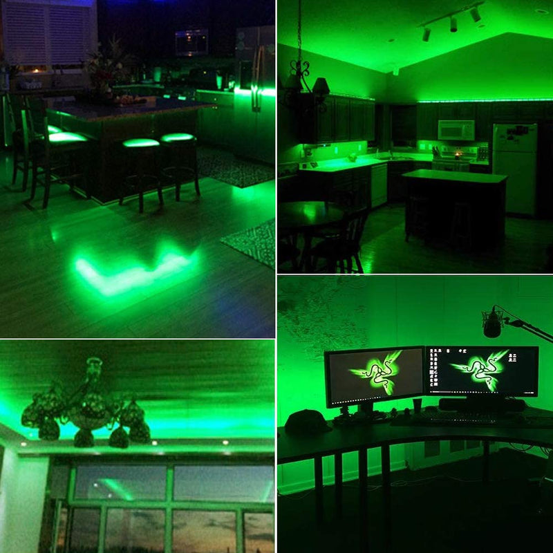 [AUSTRALIA] - YUNBO LED Strip Light Green 520-525nm, 16.4ft/5m 300 Units Cuttable SMD 5050 Black PCB Board 12V Non-Waterproof Flexible LED Tape Light for Indoor Home, Bar, Party, Holiday Decoration Lighting 