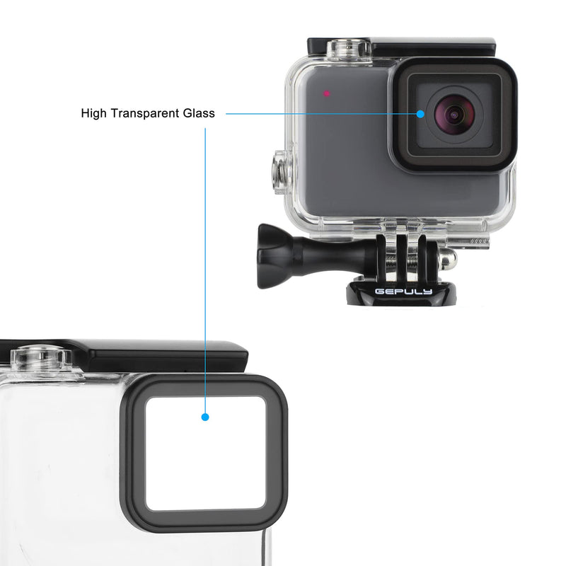 GEPULY Waterproof Dive Housing Case for GoPro Hero 7 White and Silver Camera - 40 Meters Underwater Photography