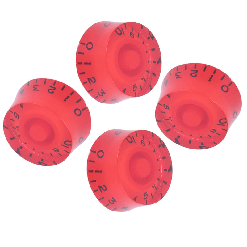 4Pcs Electric Guitar Knobs,Acrylic Bass Electric Guitar Volume Control Potentiometer Hat Guitar Accessories Multiple Colors Clear Prints(red-black) red-black
