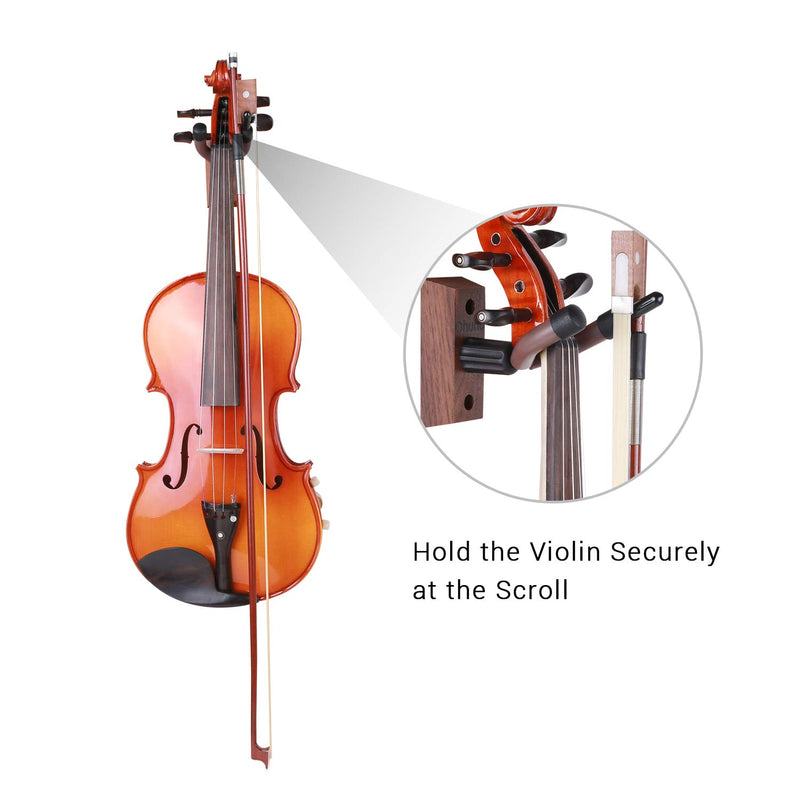 Violin Wall Mount Hanger, Ohuhu Hardwood Violin Hanger with Bow Holder for Home & Studio