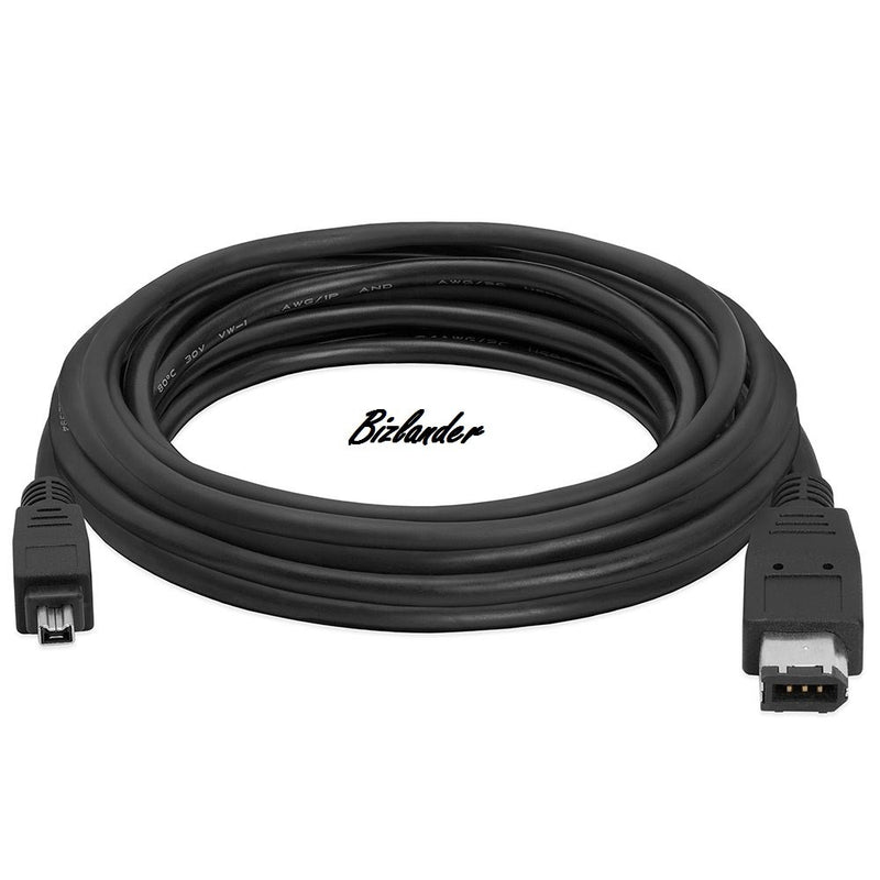 Bizlander Premium Firewire DV Cable for Camcorder Sony Canon Sharp JVC IEEE1394, 6Ft (1.8M) Black 6 Pin to 4 Pin Male to Male for Digital Camera