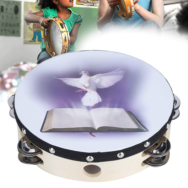 Fdit Double Row Tambourine Drum Bell Birch Metal Jingles Handheld Percussion for Church Party Kids Games(2#) 2#