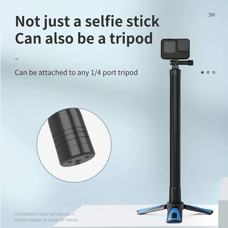 Ultra Long Selfie Stick - 106 Inch Lightweight Extendable Handheld Monopod for Gopro/Osmo Action/Insta 360 (118" Upgraded Selfie Stick) 118" Upgraded Selfie Stick