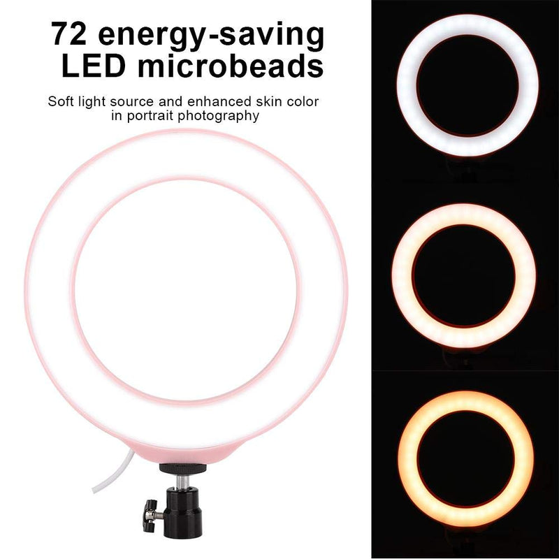 LED Ring Photography Fill Light,72pcs LED Beads 26 LM 3200K-6500K 3 Color Lighting Mode Adjustable Brightness USB Shooting Live Broadcast Video Round Fill Lamp,with 1/4'' Screw/360° PTZ