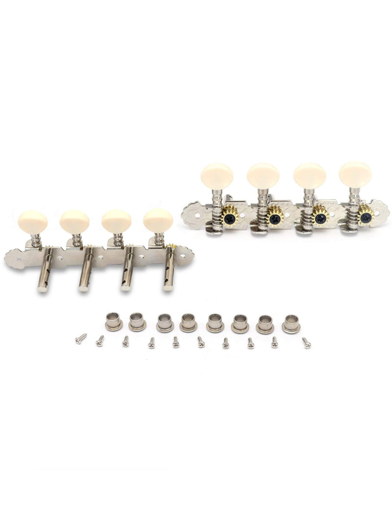 Metallor Guitar Machine Heads Tuning Pegs Keys for Mandolin Banjo and 8 String Guitars Instruments Double Hole Chrome Plating 4L 4R.