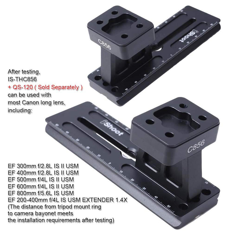 iShoot Tripod Mount Ring Base Support, Metal Lens Collar Foot Stand Compatible with Canon EF 300mm / 400mm f/2.8L is II USM, EF 500mm / 600mm f/4L is II USM, EF 800mm f/5.6L is USM IS-THC856 for Canon Lens