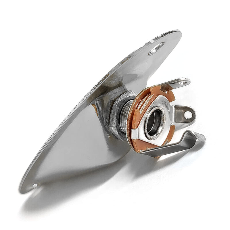 SAPHUE Guitar Input Jack Socket Plate Output Loaded Boat Style 1/4 Inch with Screws for Fender Stratocaster Strat St Mono Electric Guitar for Electric Guitar Replacement Parts（Chrome） Chrome