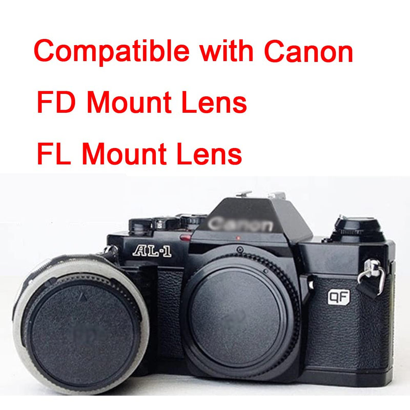 FANZR Rear Lens Cap & Body Cap Set Compatible with Canon FD Mount Lens & FL Mount Lens w/Canon AE-1P F-1 AV-1 A-1 AE-1 T-80 Camera (2 Pack)