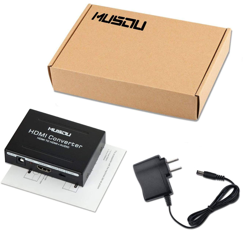 [AUSTRALIA] - Musou 4K HDMI Audio Extractor,HDMI to HDMI + Optical Toslink(SPDIF) + RCA(L/R) Stereo Analog Outputs Video Audio Splitter Converter Support 4k 1080P,Black 