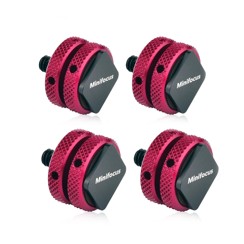 Hot Shoe to 1/4 and 3/8 Adapter MINIFOCUS Aluminum Camera Hot/Cold Shoe to 1/4" 3/8'' Adapter Camera Flash Shoe Mount for DSLR Camera Rig Smartphone Camera Extension Accessory (4 PCS Red) 4 PCS Red