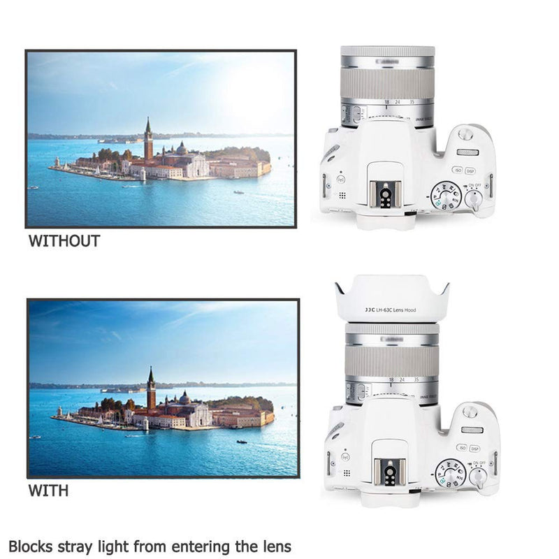 18-55mm Lens Hood Shade for Canon EF-S 18-55mm f/3.5-5.6 is STM & EF-S 18-55mm f/4-5.6 is STM Lens Replaces Canon EW-63C Hood for T8i T7i T6i T5i SL3 SL2 SL1 90D 80D 77D 70D Reversible Design -White White