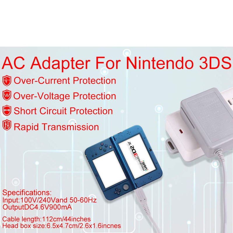 DTOL AC Adapter Game Charger for Nintendo Dsi Ndsi 3DS/3DSXL/New 3DS/New 3Dsll/2DS/Dsi/Dsixl 2 Pack