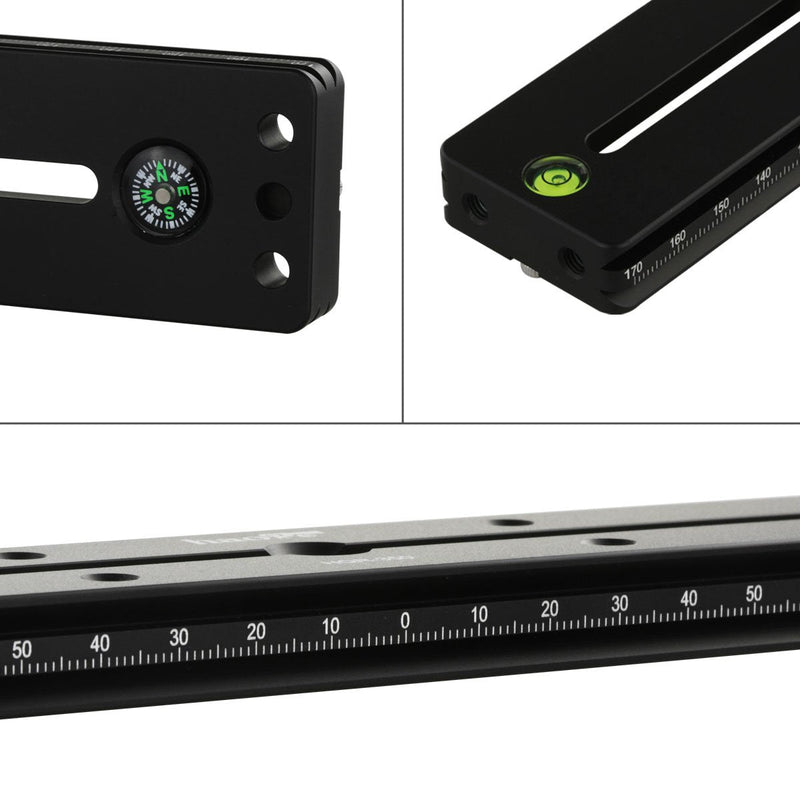 Haoge HQR-350 350mm Multi-Purpose Dual Dovetail Long Quick Release Extender Rail Sliding Plate for Camera Tripod Ballhead Clamp fit Benro Arca Swiss Sunwayfoto