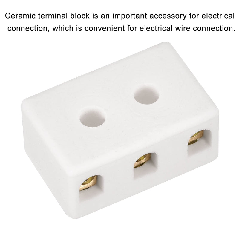 MECCANIXITY Porcelain Ceramic Terminal Block 20pcs 3 Way 8 Hole 3mm High Temperature 3W8H 31x20x14mm for Wire Connector