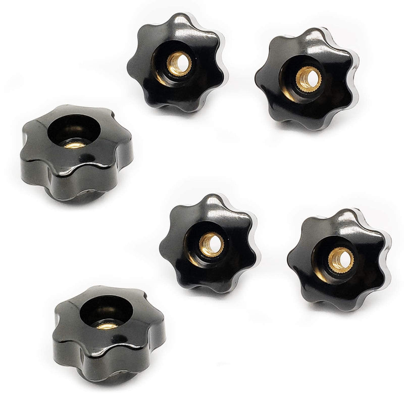 6pcs M8-1.25mm Bakelite Female Clamping Knob，40mm Dia Star Head, Brass Nut,Lathe Knob Thru Hole for Machine Tool(M8-40mm)
