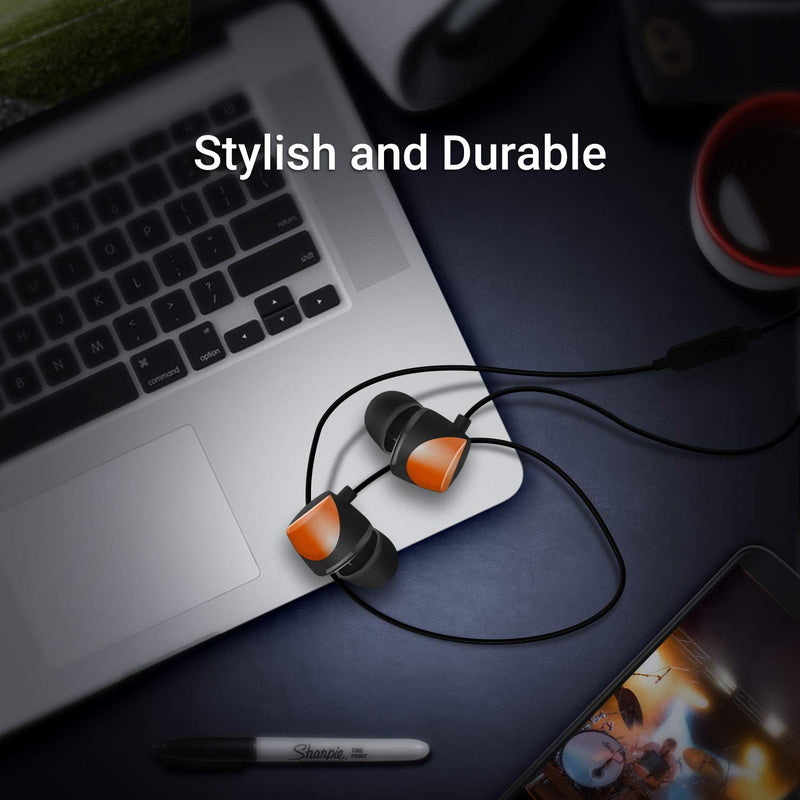 Asseso HP1 Gaming in-Ear Earbuds; Hi-Resolution Audiophile Headphones with Powerful Bass and Improved Noise Isolation; Comfortable for Workout, Running and Great for Gaming (Orange) Orange