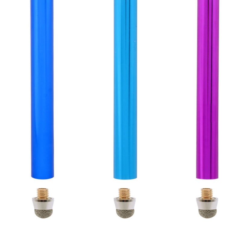 The Friendly Swede Extra Long Replaceable Fiber Tip Stylus 7.3" - 3 Premium XXL Micro-Knit Capacitive Stylus Pens + Elastic Tether Lanyards & Spare Tips (Purple + Dark Blue + Light Blue) Purple + Dark Blue + Light Blue