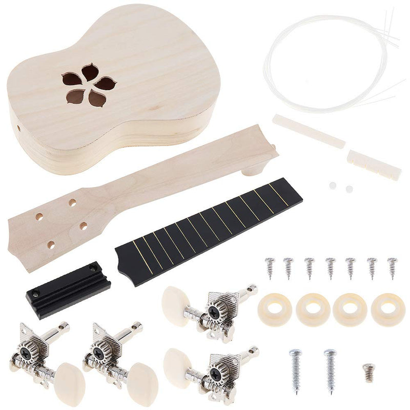 YiPaiSi 21 Inch Ukulele DIY Kit, Hawaii Ukulele Kit, Make Your Own Ukulele, Basswood 4 String Ukulele Set, Hawaii Ukulele Kit, Concert Ukulele Beginner for Kids Children Teens Adults Art Project