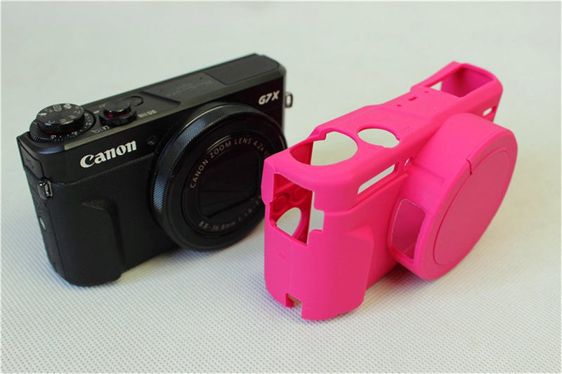 G7 X Mark II Case, BolinUS Fullbody Ultra-Thin Lightweight Rubber Soft Silicone Case Bag Cover for Canon PowerShot G7 X Mark II -Rosered Rosered