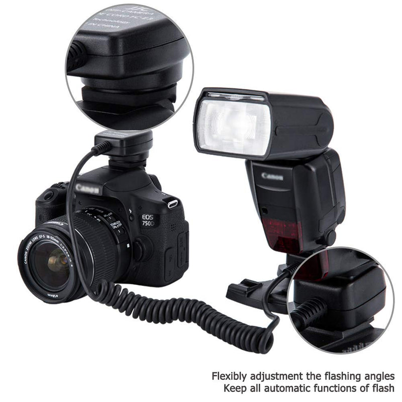 [AUSTRALIA] - Flash TTL Cord JJC Off-Camera Flash Hot Shoe Cord for Canon R5 R6 RP R T8i T7 T7i T6 T6i T6s T5 T5i SL3 SL2 90D 80D 77D 6D Mark II 5D Mark IV M50 M6,etc Replaces Canon OC-E3 Cord -1.3m 